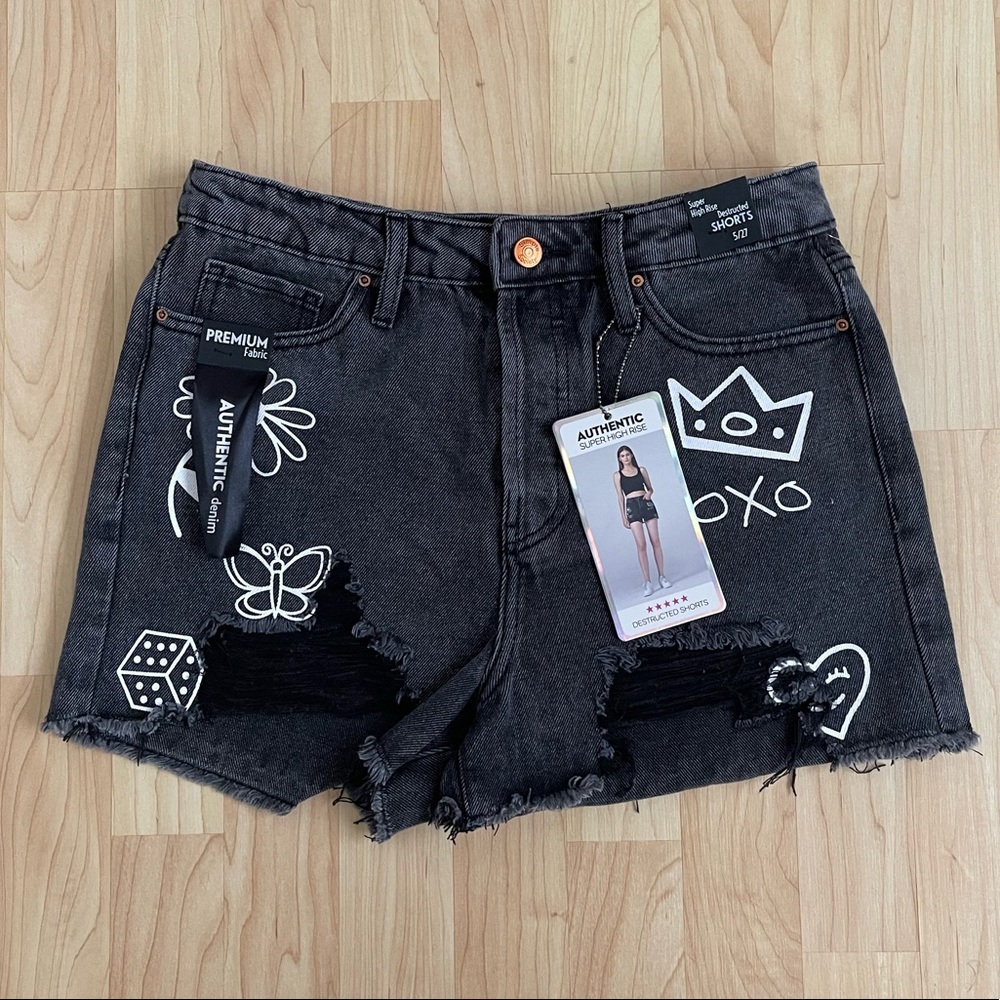 High Waist Jeans Shorts Distressed